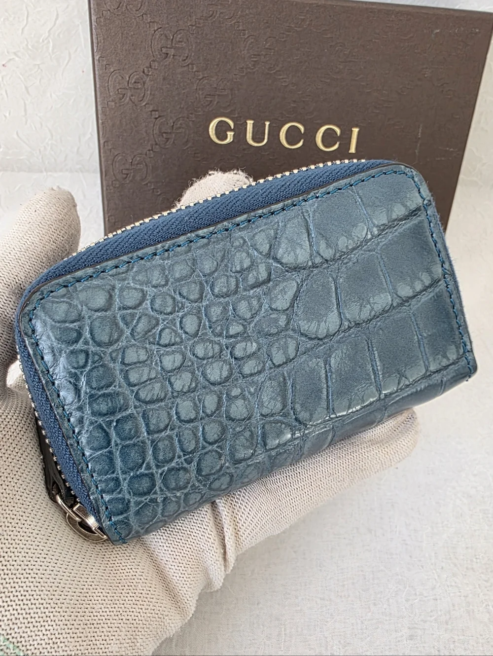 Auth Gucci Croc Embossed Card Holder - Picture 6 of 9